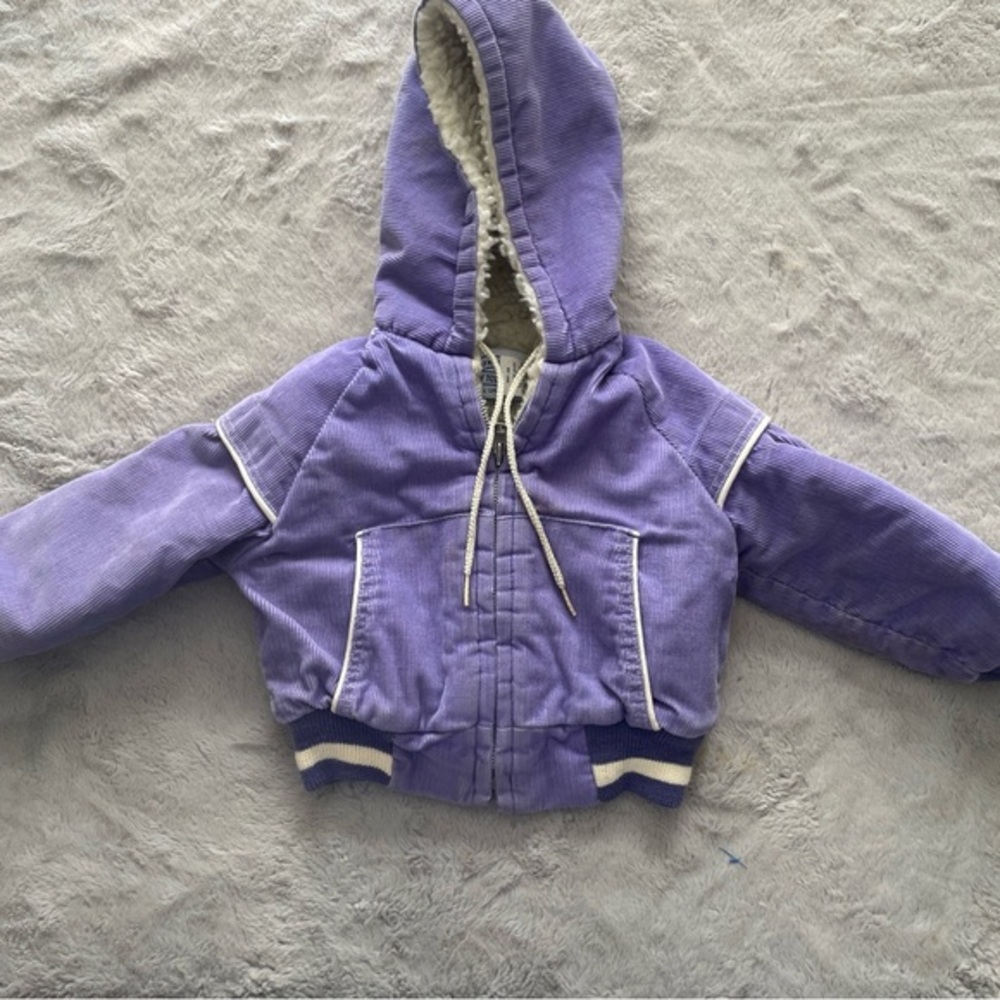Vintage Purple Hooded Sherpa-Lined Kids Jacket size 2T